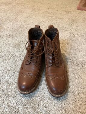 Bostonian Brown Leather Wingtip Lace-Up Boots